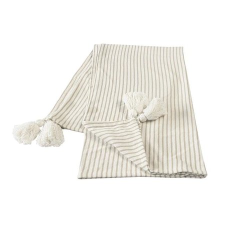 LR RESOURCES LR Resources THROW80178SWT4250 Striped Tasseled Throw Blanket; Gray & Ivory - Rectangle THROW80178SWT4250